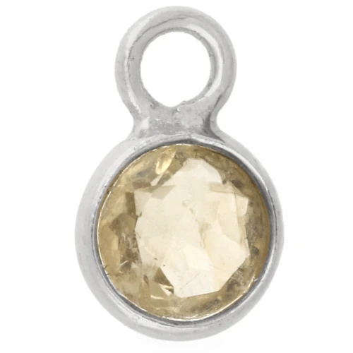 Breloque ronde facettée 4.5 mm avec pierre gemme - Argent 925 - Citrine x1