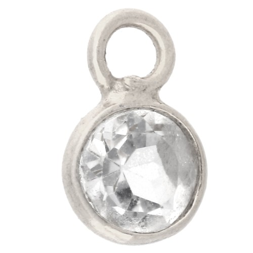 Breloque ronde facettée 4.5 mm pierre gemme - Argent 925 - Cristal de roche
