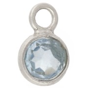 Breloque ronde facettée 4.5 mm imitation gemme Argent 925 - Hydro Blue Topaze
