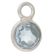 Breloque ronde facettée 4.5 mm imitation gemme Argent 925 - Hydro Blue Topaze
