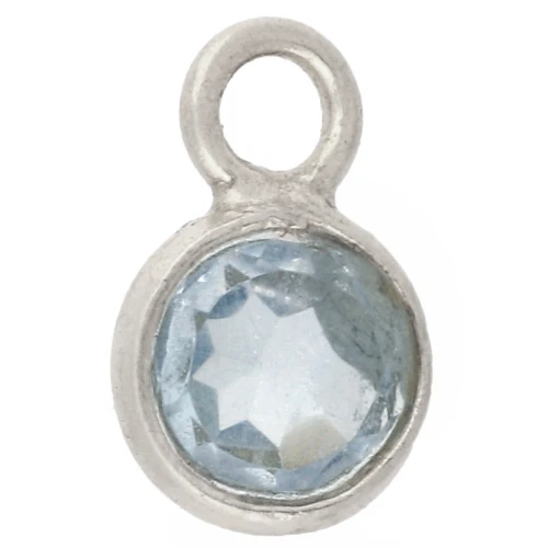 Breloque ronde facettée 4.5 mm en pierre gemme Argent 925 - Topaze bleue