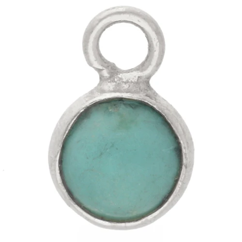 Breloque ronde 4.5 mm pierre gemme - Argent 925 - Turquoise x1
