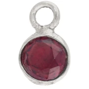 Breloque ronde facettée 4.5 mm pierre gemme - Argent 925 - Grenat x1