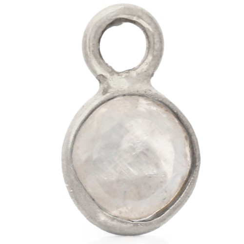Breloque ronde facettée 4.5 mm pierre gemme - Argent 925 - Pierre de lune