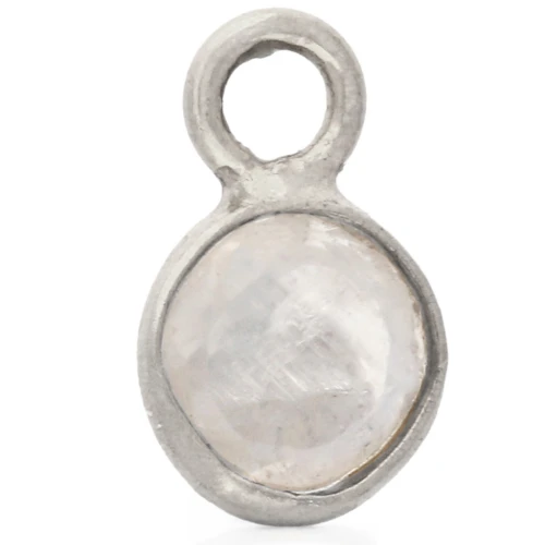 Breloque ronde facettée 4.5 mm pierre gemme - Argent 925 - Pierre de lune