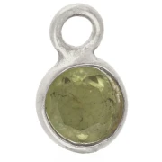 Breloque ronde facettée 4.5 mm pierre gemme - Argent 925 - Peridot