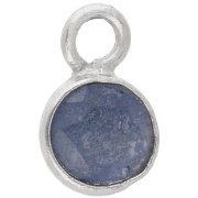 Breloque ronde facettée 4.5 mm pierre gemme - Argent 925 - imitation Saphir