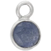 Breloque ronde facettée 4.5 mm pierre gemme - Argent 925 - imitation Saphir