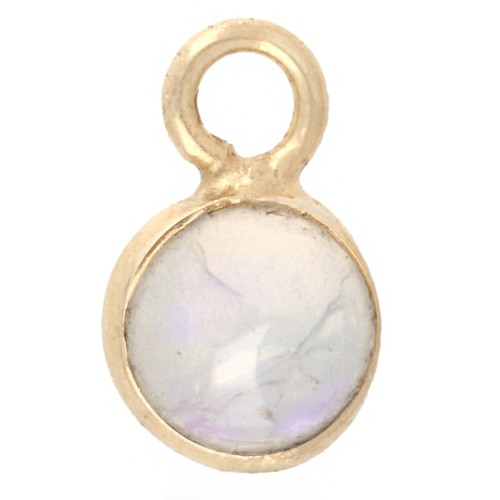 Breloque ronde 4.5 mm avec pierre gemme - Argent 925 Doré à l'or fin - Opale