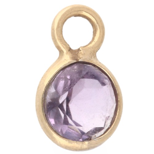 Breloque ronde facettée 4.5 mm pierre gemme - Argent 925 Doré Or fin - Amethyste