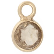 Breloque ronde facettée 4.5 mm pierre gemme - Argent 925 Doré à l'or fin - Citrine