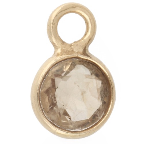 Breloque ronde facettée 4.5 mm pierre gemme - Argent 925 Doré à l'or fin - Citrine