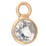 Breloque ronde facettée 4.5 mm gemme - Argent 925 Doré Or fin - Cristal de roche