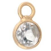 Breloque ronde facettée 4.5 mm gemme - Argent 925 Doré Or fin - Cristal de roche