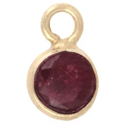 Breloque ronde facettée 4.5 mm gemme - Argent 925 Doré Or fin - imit Rubis