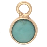 Breloque ronde 4.5 mm pierre gemme - Argent 925 Doré à l'or fin - Turquoise x1