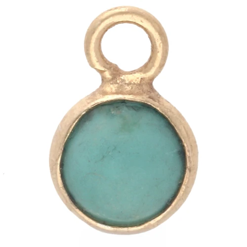 Breloque ronde 4.5 mm pierre gemme - Argent 925 Doré à l'or fin - Turquoise x1