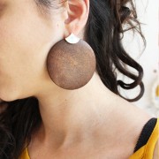 Clous d'oreilles style oriental avec anneaux ouvert 12 mm - Doré à l'or fin x2