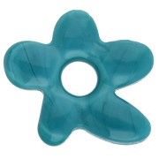 Perle fleur irrégulière en verre opaque 18x17 mm - Bleu Turquoise x1