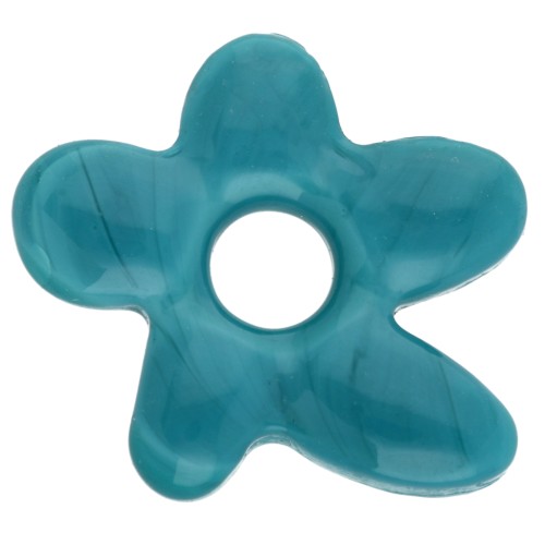 Perle fleur irrégulière en verre opaque 18x17 mm - Bleu Turquoise x1