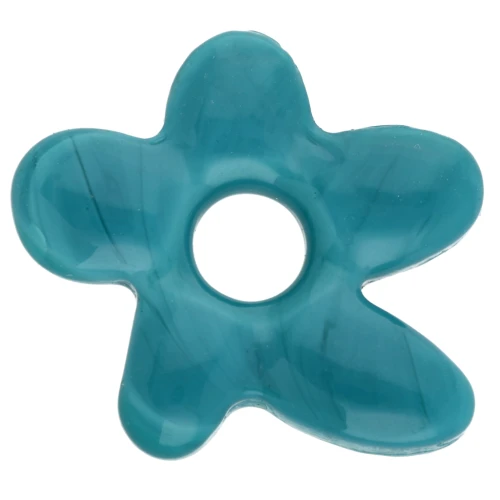 Perle fleur irrégulière en verre opaque 18x17 mm - Bleu Turquoise x1