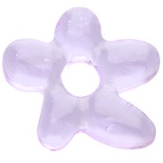 Perle fleur irrégulière 18x17 mm en verre translucide - Lilas x1