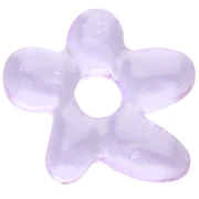 Perle fleur irrégulière 18x17 mm en verre translucide - Lilas x1