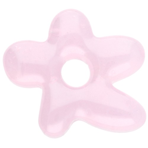 Perle fleur irrégulière 18x17 mm en verre translucide - Rose clair x1