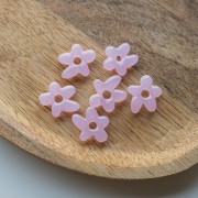 Perle fleur irrégulière 18x17 mm en verre translucide - Rose clair x1