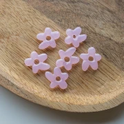 Perle fleur irrégulière 18x17 mm en verre translucide - Rose clair x1