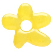Perle fleur irrégulière 18x17 mm en verre translucide - Jaune x1