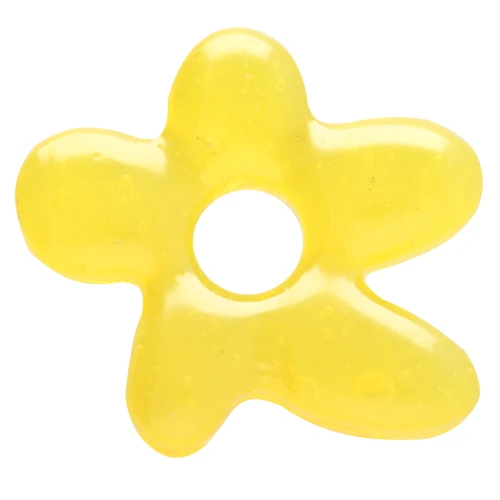 Perle fleur irrégulière 18x17 mm en verre translucide - Jaune x1