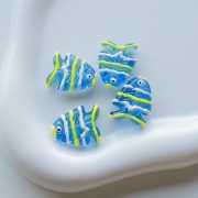 Perle poisson en verre 22x19 mm - Bleu - Vert - Blanc x1