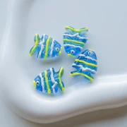 Perle poisson en verre 22x19 mm - Bleu - Vert - Blanc x1