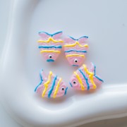 Perle poisson en verre 22x19 mm - Rose clair - Jaune - Bleu x1