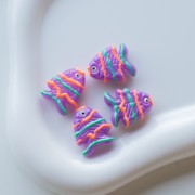 Perle poisson en verre 22x19 mm - Violet - Orange - Vert x1