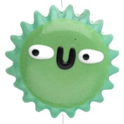 Perle soleil 15.5 mm en verre - Vert sauge x1