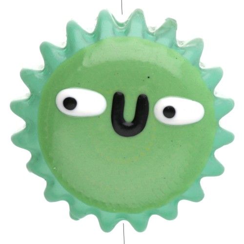 Perle soleil 15.5 mm en verre - Vert sauge x1