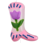 Perle Santiag - botte de cowboy 24x17 mm en verre - Motif fleur - Rose - Lilas