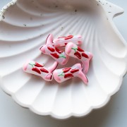 Perle Santiag - botte de cowboy 24x17 mm en verre - Motif piment - Rose - Rouge