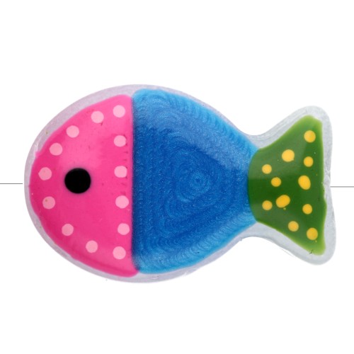Perle poisson 20x13 mm en verre - Rose - Bleu foncé - Vert x1