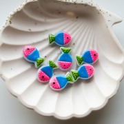 Perle poisson 20x13 mm en verre - Rose - Bleu foncé - Vert x1