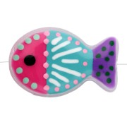 Perle poisson 20x13 mm en verre - motif rayés et pois - Rose - Turquoise - Violet