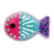 Perle poisson 20x13 mm en verre - motif rayés et pois - Rose - Turquoise - Violet