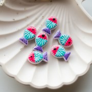 Perle poisson 20x13 mm en verre - motif rayés et pois - Rose - Turquoise - Violet