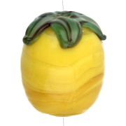 Perle citron 13x11 mm en verre - Jaune - Vert feuille x1