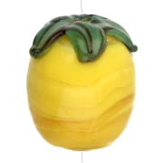 Perle citron 13x11 mm en verre - Jaune - Vert feuille x1