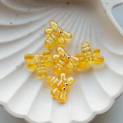Perle libellule 19x17 mm en verre translucide - Jaune x1