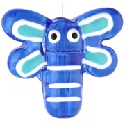 Perle libellule 19x17 mm en verre translucide - Bleu foncé x1