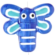 Perle libellule 19x17 mm en verre translucide - Bleu foncé x1